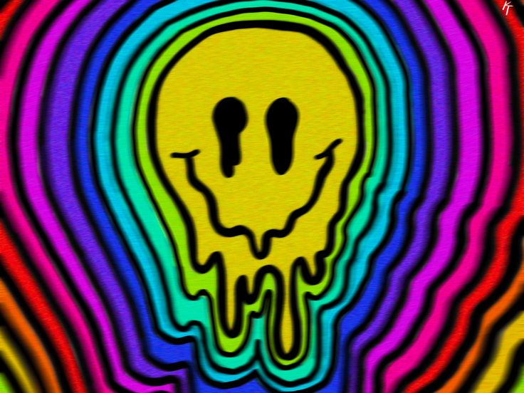 an image of a yellow skull in the middle of colorful swirls