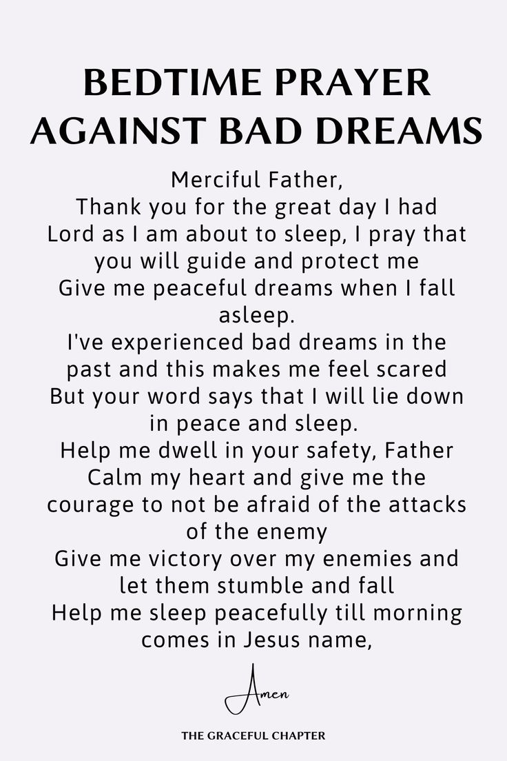 a poem written in black and white with the words bedtime prayer against bad dreams