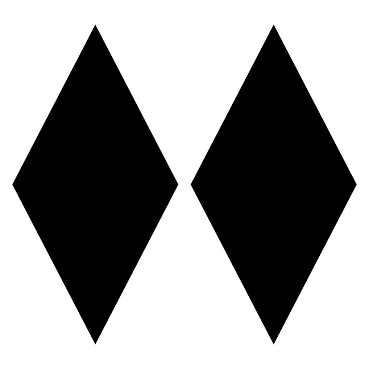 two black diamonds are shown in the shape of an x, and one is white