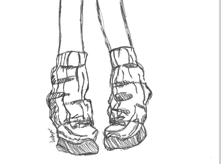 a drawing of a pair of shoes that are not in the water or on the ground