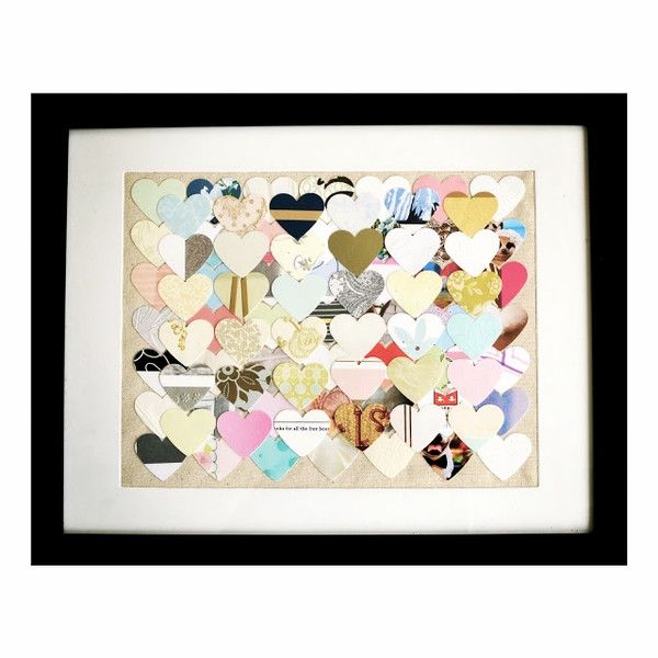 a collage of hearts is displayed in a black frame