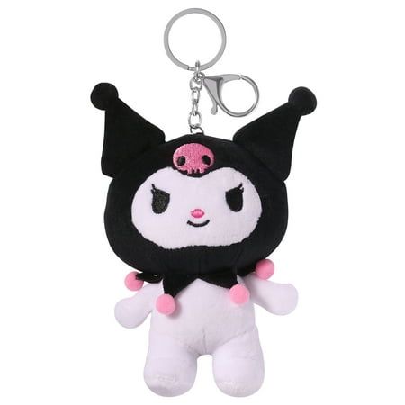 a key chain with a black and white stuffed animal on it's back end