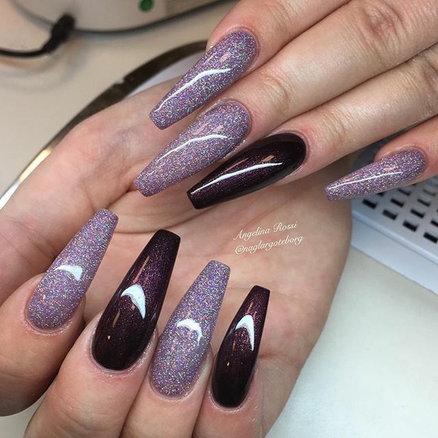 Dark Purple Acrylic Nails Coffin, Claire Nails, Claire's Nails, Everyday Nails, Purple Nail Art, Purple Acrylic Nails, Gel Nail Art Designs, Finger Nail Art, Purple Acrylic