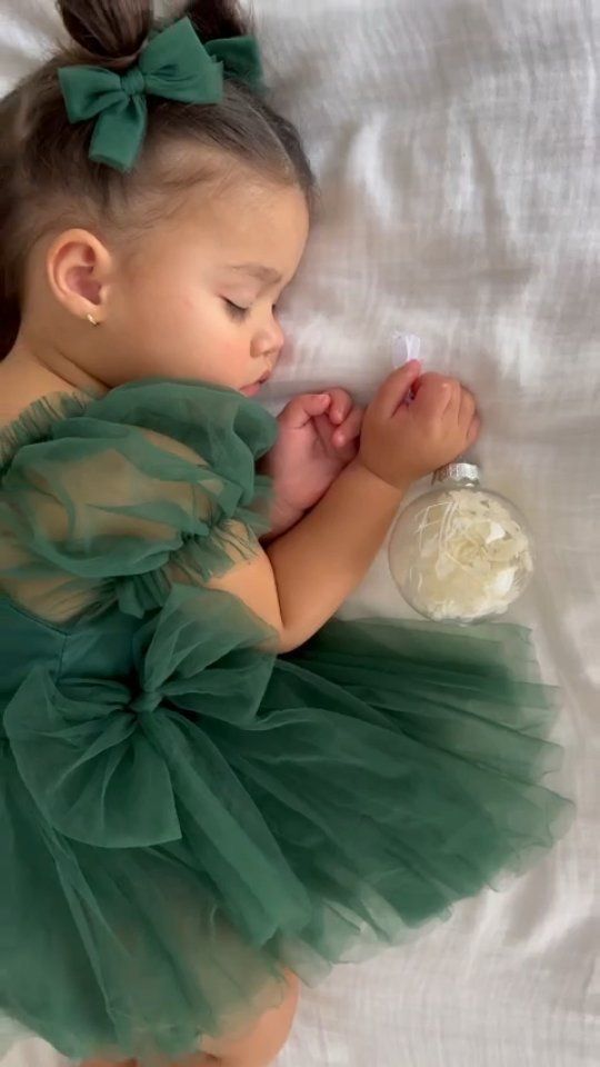 Christmas Baby Outfits, Tulle Puff Sleeves, Girl Christmas Outfit, Christmas Baby Romper, Pigtail Bows, Tulle Bow, Future Mommy, Baby Room Inspiration