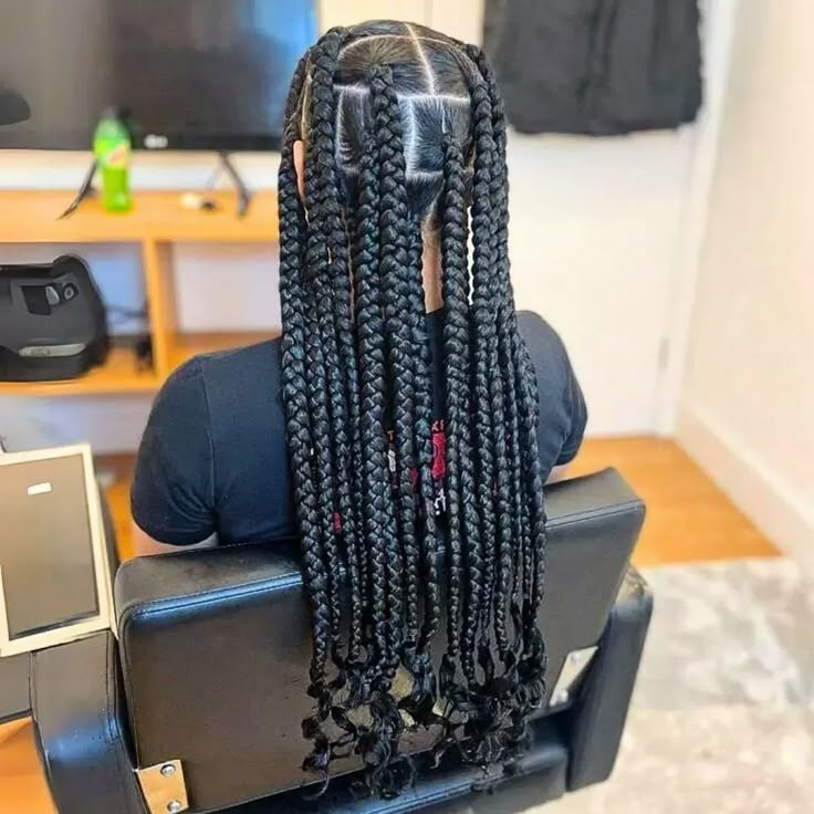 Jumbo Box Braids Styles, Coi Leray Braids, Ghana Weaving, Quick Braids, Coi Leray, Big Box Braids, Big Braids, Big Box Braids Hairstyles, Jumbo Box Braids