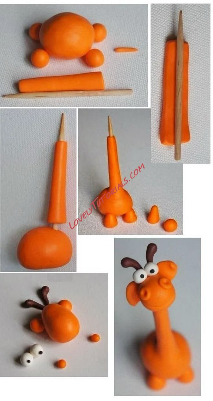 an orange giraffe is being made out of fondant and some other items