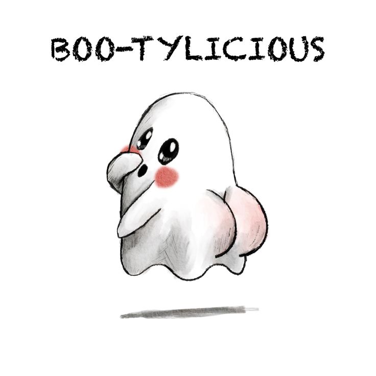 a drawing of a ghost with the words boo - tylicious written on it