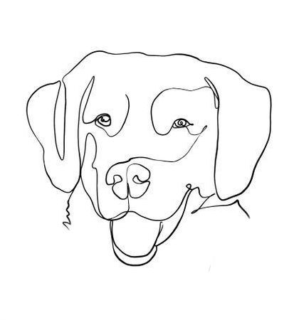 a black and white drawing of a dog's face