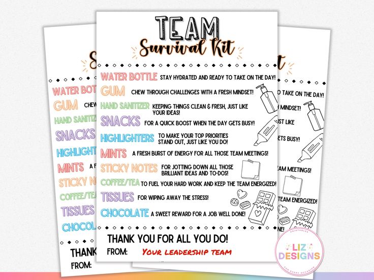 two printables for the team survival kit