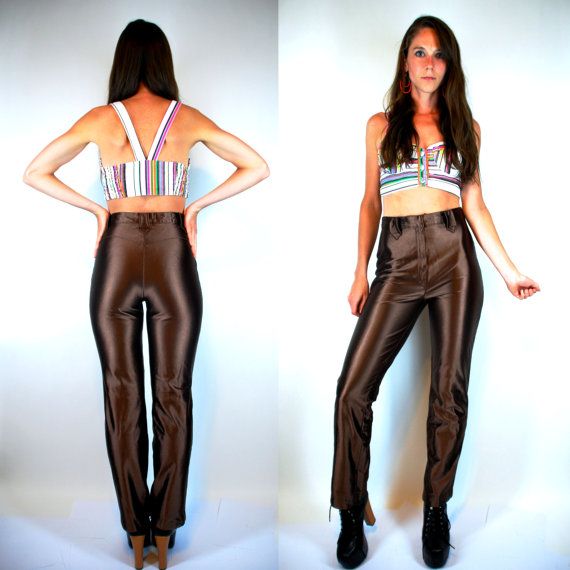 DISCO Pants. High Waist satin Vintage 70s boho by BluegrassVoodoo, $68.00 Metallic Fitted Disco Crop Top, Metallic Shiny Fitted Crop Top, Disco Pants, 70s Boho, High Waisted Pants, Vintage 70s, Dream Wardrobe, Two Piece Pant Set, Leather Pants