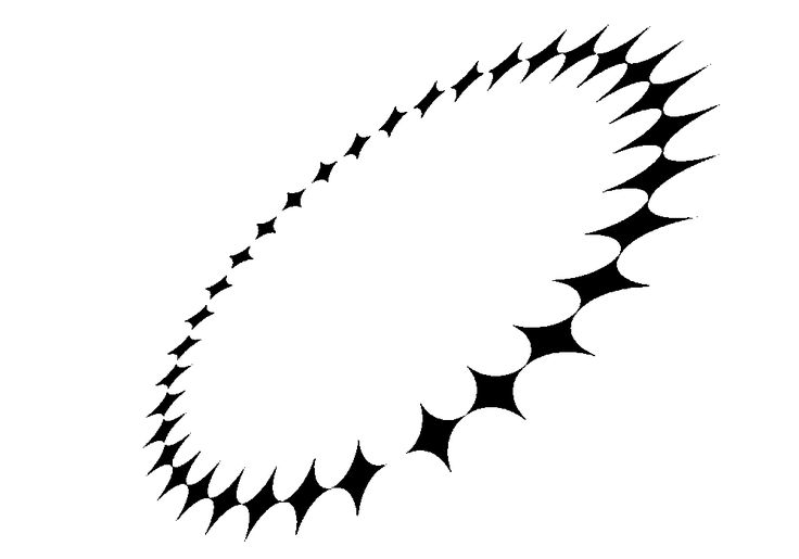 an abstract black and white design with spikes on the bottom, in half circle shape