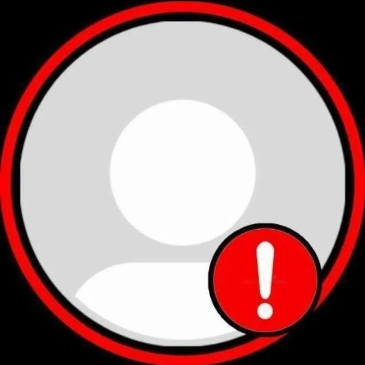 a red and white circle with an exclamation sign in the center on a black background