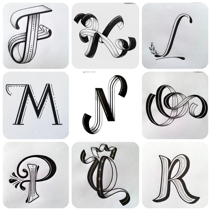 nine different types of letters and numbers