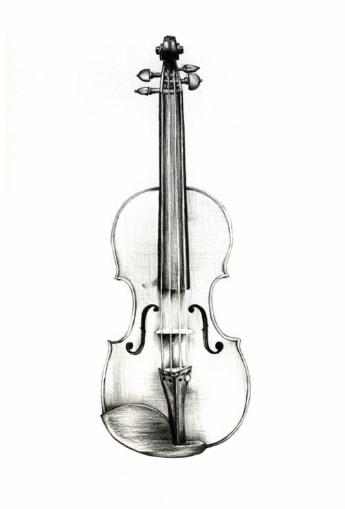 a drawing of a violin on a white background with the caption that reads,