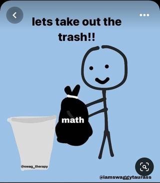 a cartoon character holding a bag with the words let's take out the trash