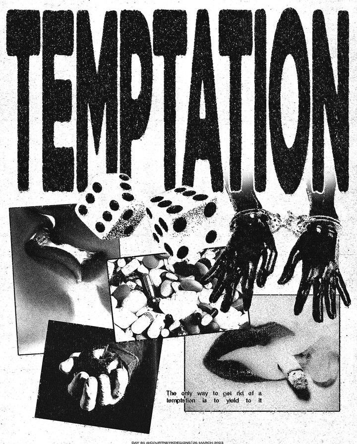 an advertisement for the temptation show with hands and dices on it's fingers