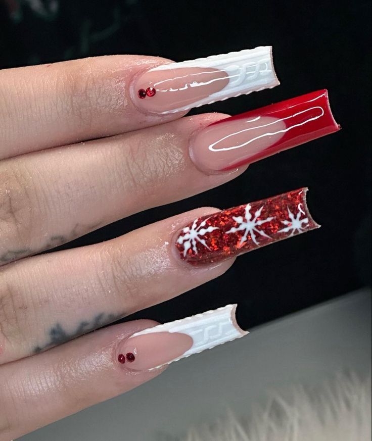 Christmas Nail Designs Acrylic, Red Acrylic Nails, Winter Nails Acrylic, Colored Acrylic Nails, Girly Acrylic Nails, Glow Nails, Short Square Acrylic Nails, Acrylic Nails Coffin Pink, Christmas Nails Acrylic