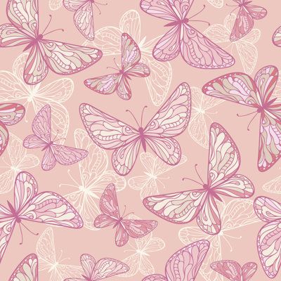 pink butterflies with white outlines on a light pink background royalty - allover print