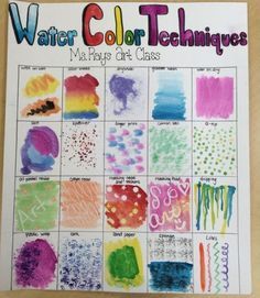 the watercolor techniques book is open to show it's different colors and shapes