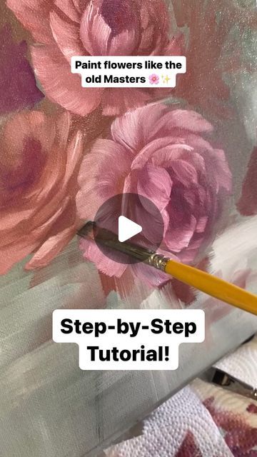 a painting with flowers painted on it and the words step - by - step