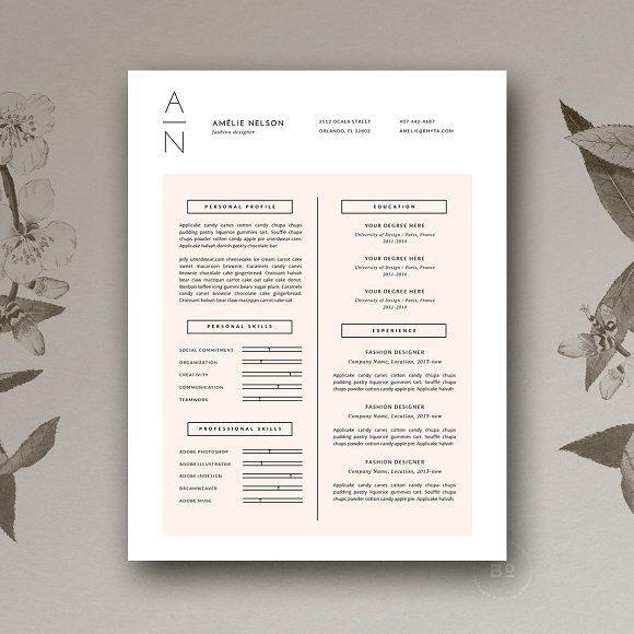 a clean and modern resume template with flowers