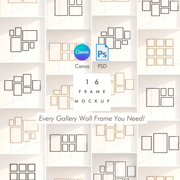 a collage of different frames with the text'every gallery wall frame you need '