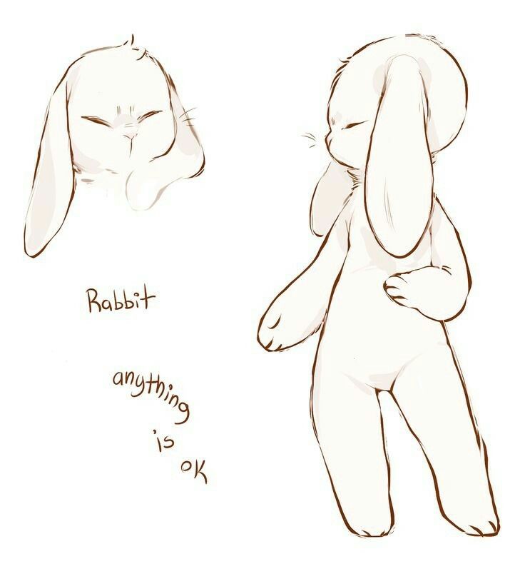 a drawing of a rabbit with its head turned to the side and another bunny's back