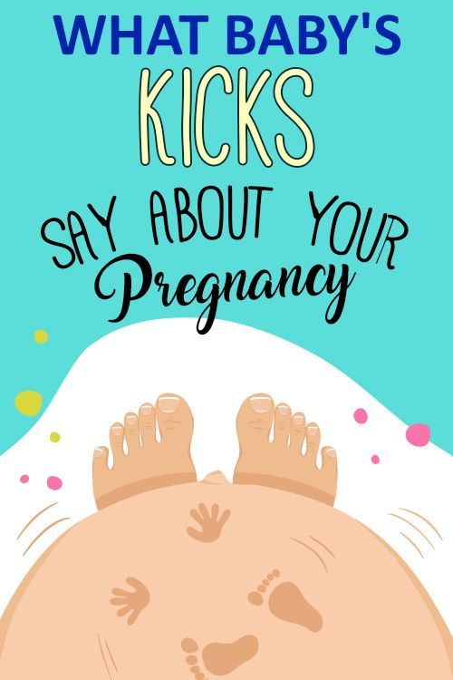 a baby laying in bed with the words what baby's kicks say about your pregnant