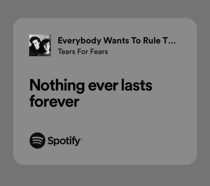 an advertisement for spotify with the words, everybody wants to rules t tears for fear