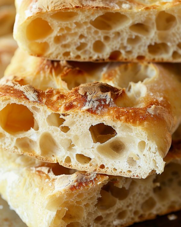 several pieces of bread stacked on top of each other with holes in the crusts