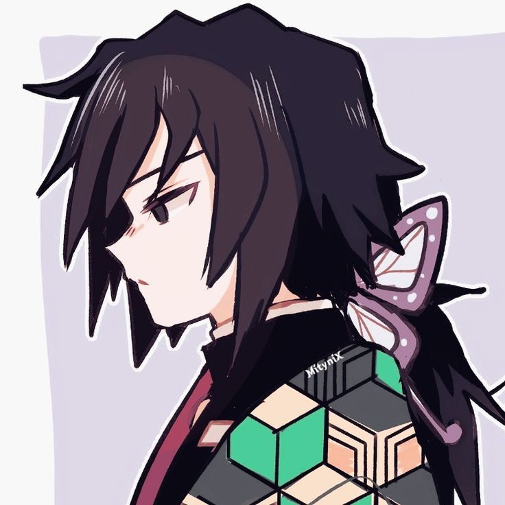 an anime character with black hair holding a cube