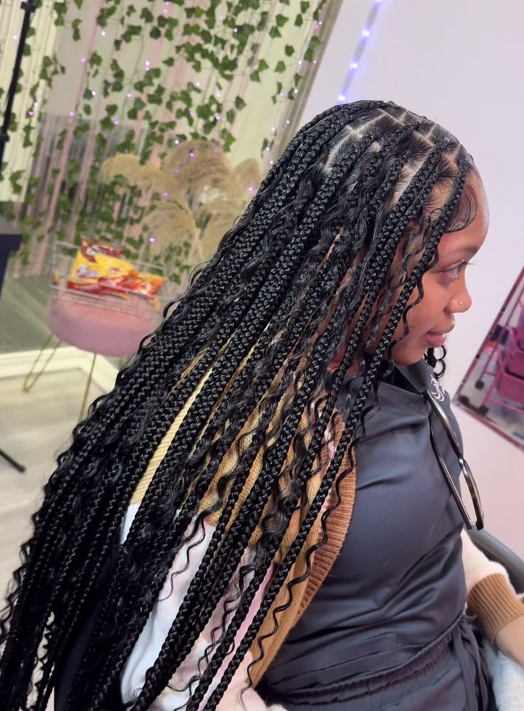 Medium Boho Knotless, Sleek Hairstyle, Best Braid Styles, Boho Knotless, Birthday Hairstyles, Black Ponytail Hairstyles, Braided Styles, Cute Braided Hairstyles, Box Braids Hairstyles For Black Women