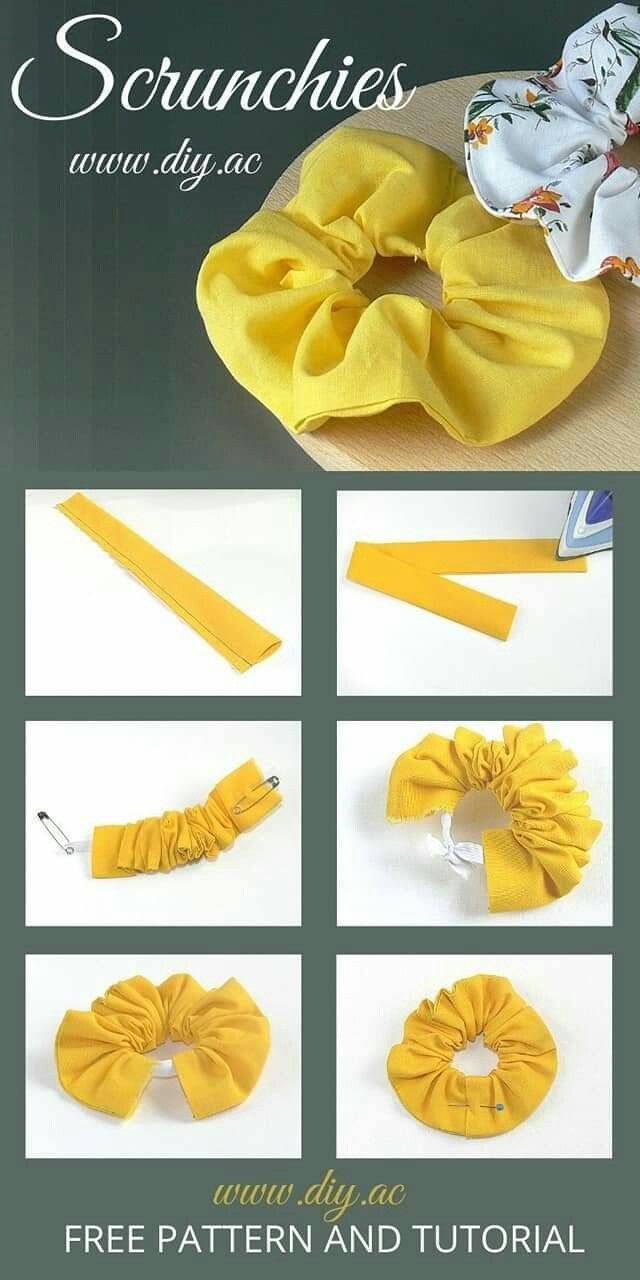 the instructions for how to make an easy scrunchy hair bow with ribbon ties