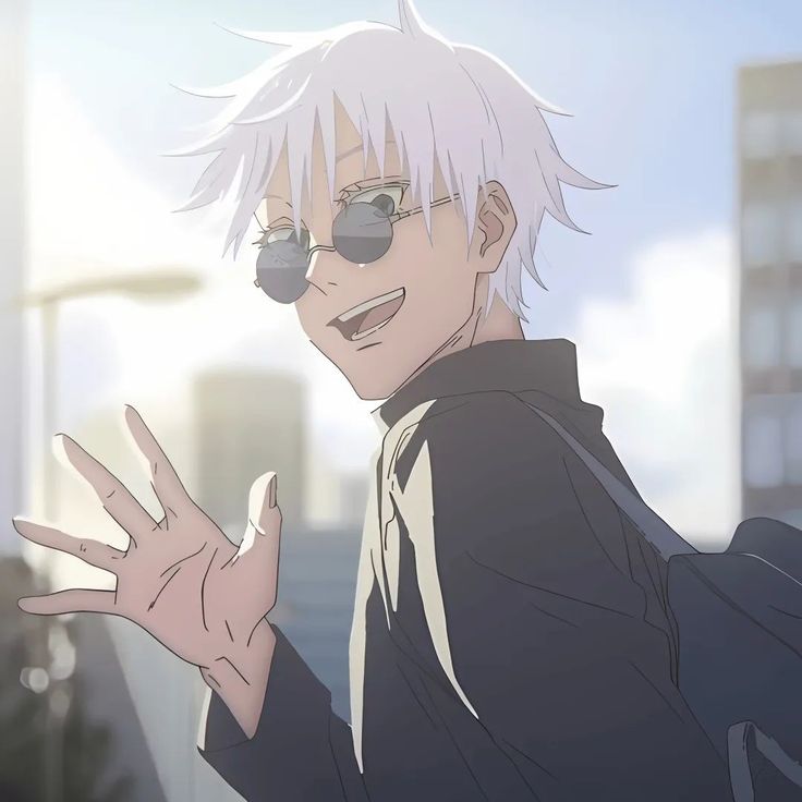 an anime character with white hair and glasses