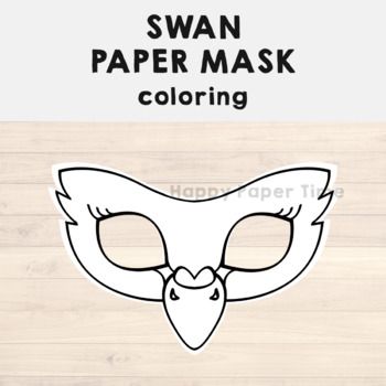 a paper mask with the words swan on it and an image of a bird's face