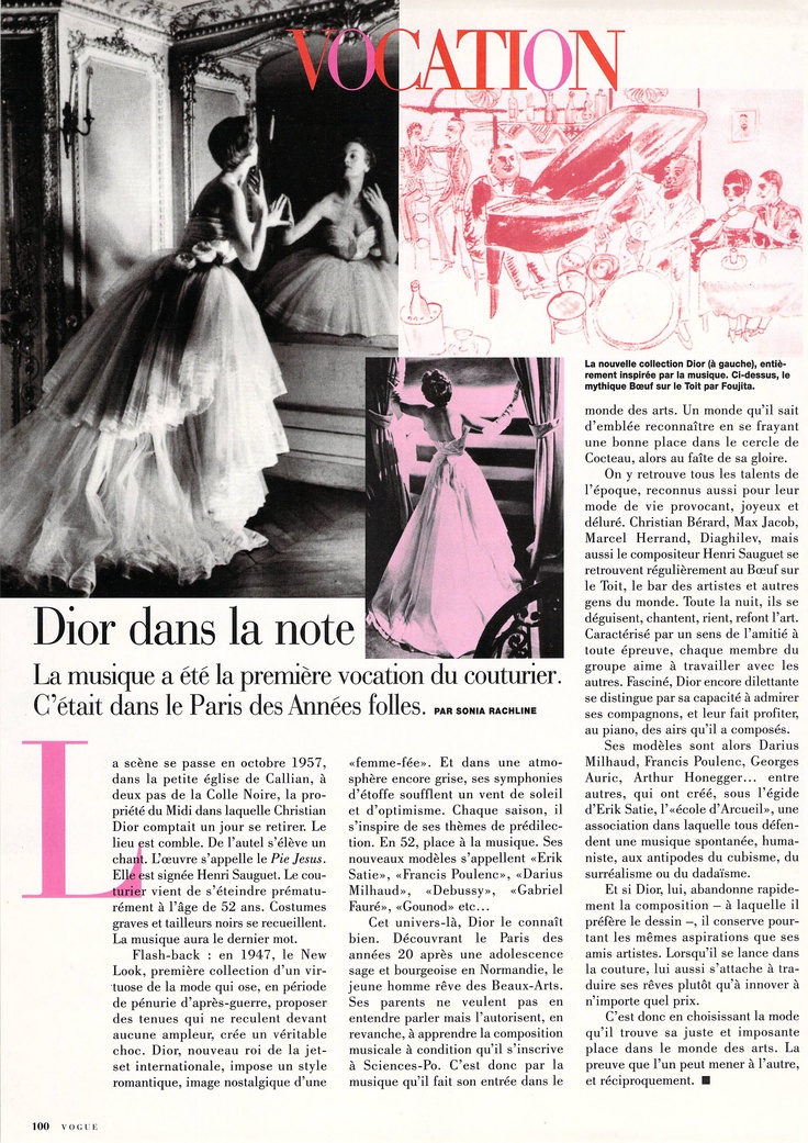 an article in the french fashion magazine vocation, with pictures of women wearing dresses