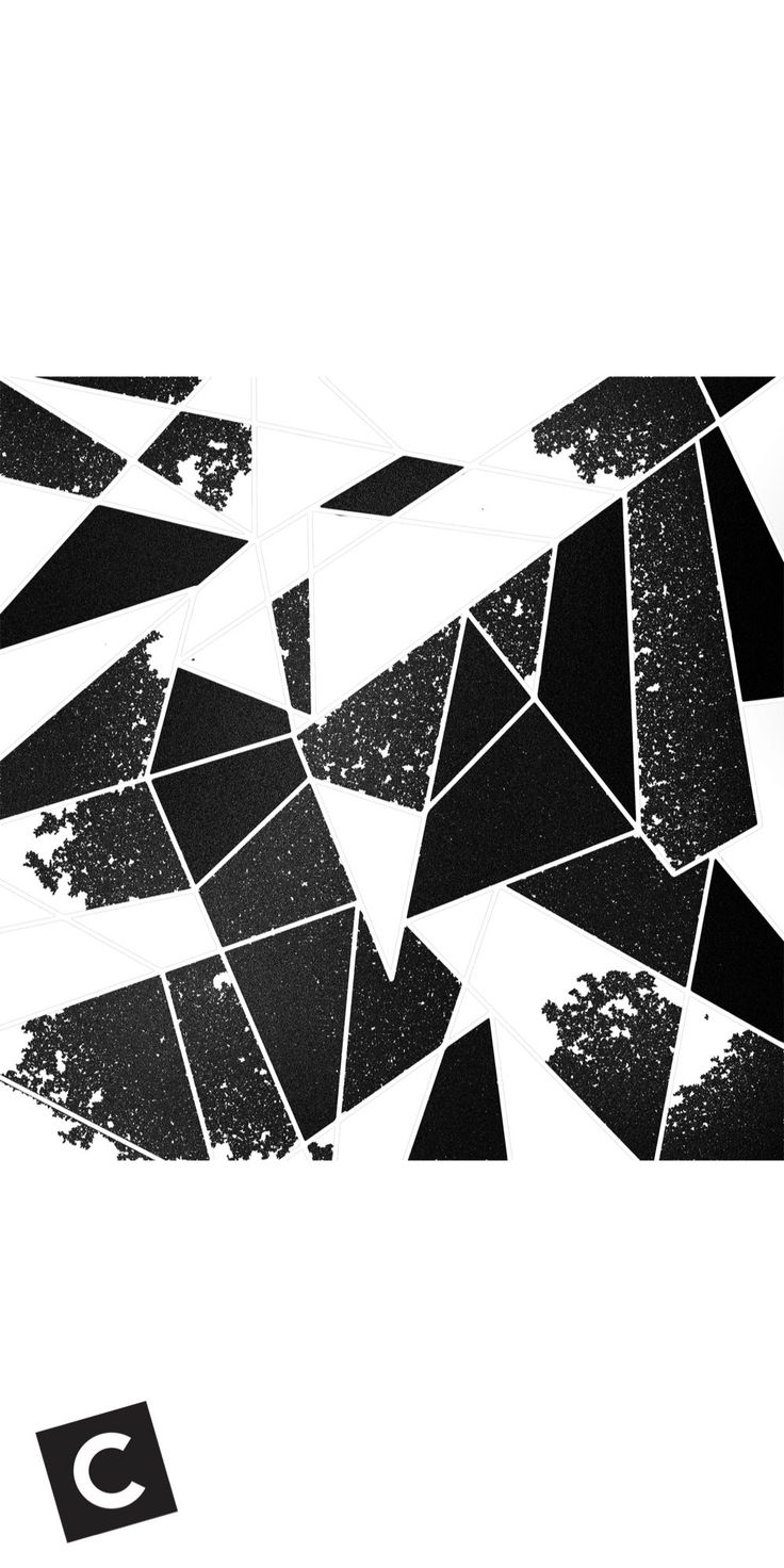 an abstract black and white photo with triangles in the middle, on a white background