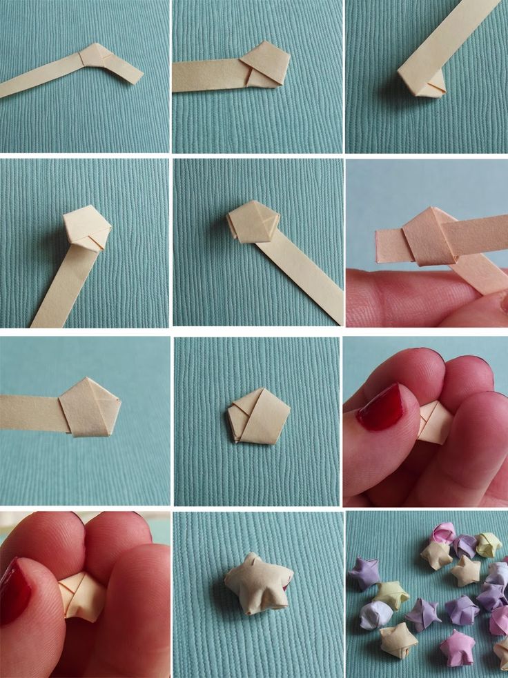 the steps to make origami animals are shown in several different positions and sizes