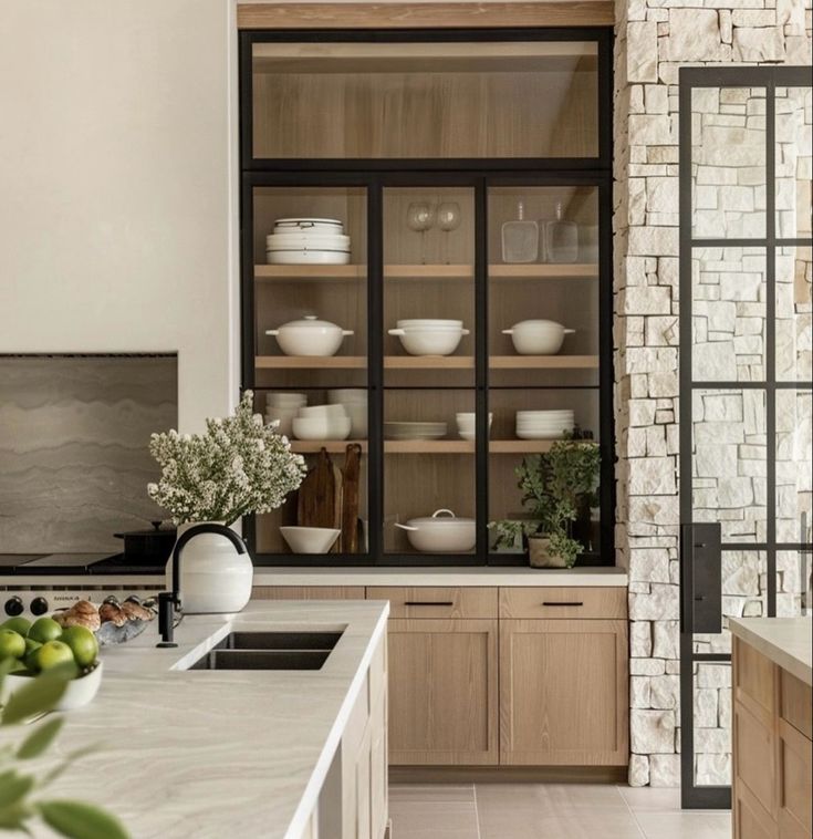 the kitchen is clean and ready to be used for cooking or baking, while still in use