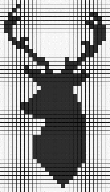 a cross stitch pattern with an image of a deer's head in black and white