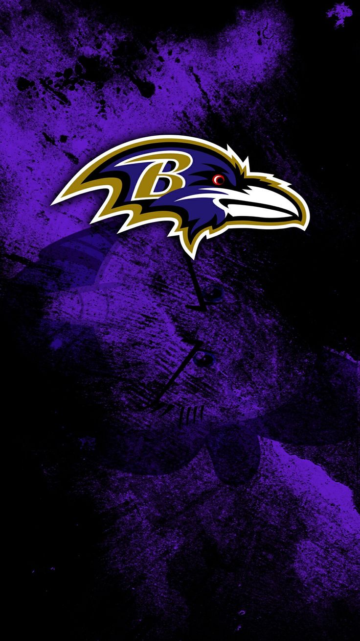 the baltimore ravens logo on a purple and black background