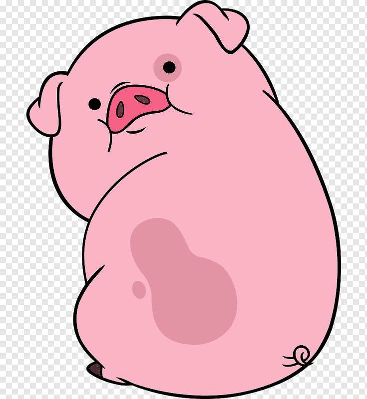 a pink pig sitting down with its eyes closed