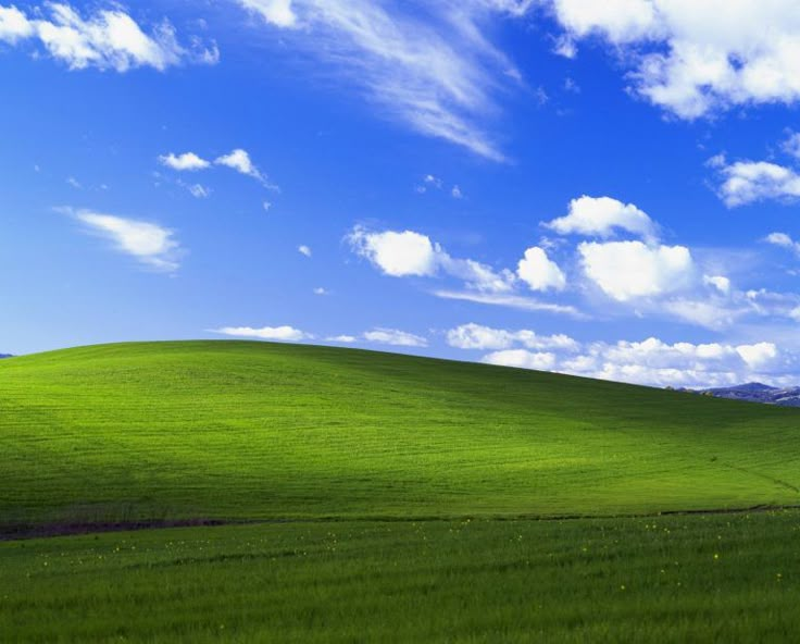 the windows xp wallpaper is in full view