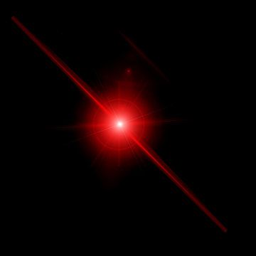 the bright red light shines brightly in the dark sky, creating a star like pattern