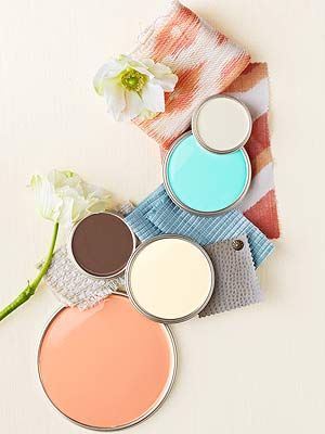 the color scheme for this product is peach, blue, and white with some brown in it