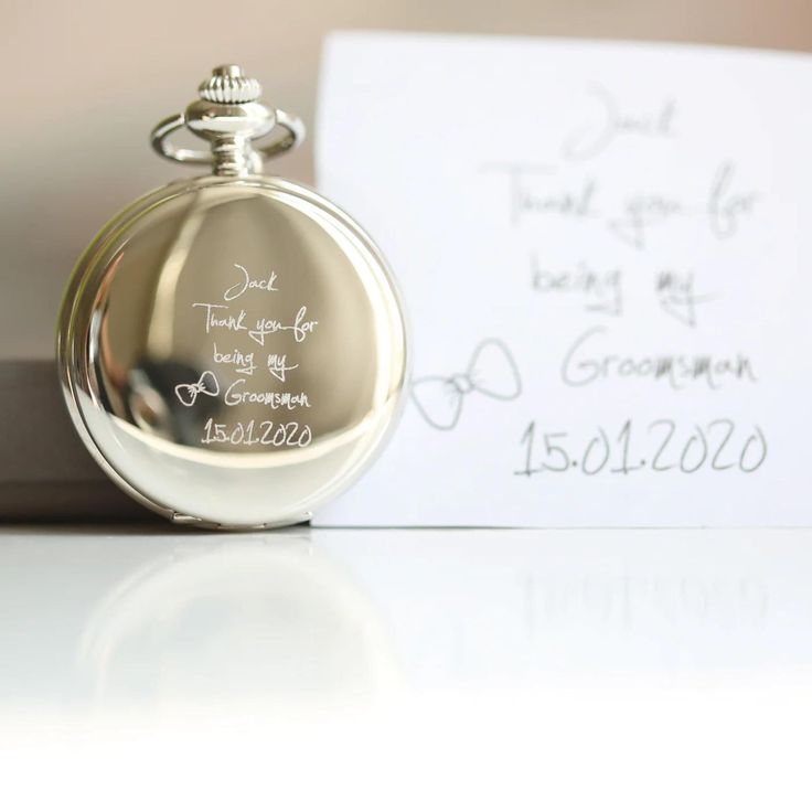 Handwriting Engraved Pocket Watch * Watch For Men * Custom Watches * Personalised Watch * Custom Engraving  * Groomsmen Gifts * Husband Gift * Mens Watch An elegant and enduring pocket watch, meticulously engraved on both the front and back with your authentic handwriting. The transparent skeleton design provides a captivating view of the meticulously crafted internal mechanisms. A timeless gift that will be treasured for a lifetime. Make it unique by adding a personal touch with engraved handwriting.  Both sides can be engraved. The perfect gift for men on their birthday, anniversary or for groomsmen. Comes with a gift box. ✅ Features Dual-opening pocket watch Watch Movement - Mechanical wind-up Roman Numeral Dials Skeleton view to see all moving components Case Material - Stainless Steel Modern Pocket Watch, Skeleton Pocket Watch, Gift Box With Ribbon, Engraved Handwriting, Be My Groomsman, Personalized Watches, Box With Ribbon, Watch Engraving, Pocket Watch Antique