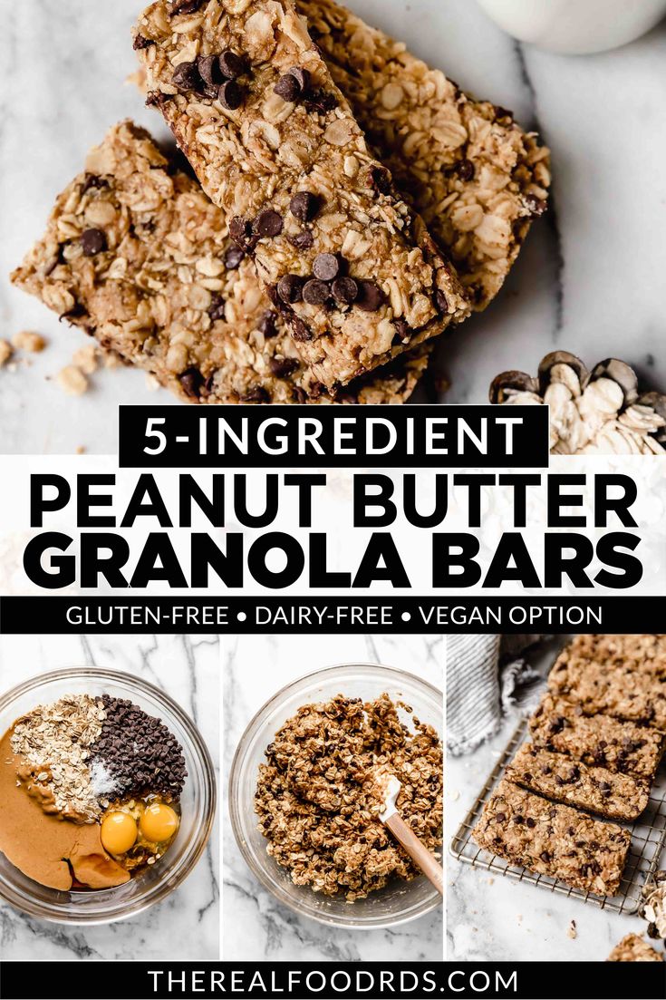 Soft baked peanut butter granola bars studded with chocolate chips in step-by-step photo instructions. Kid Friendly Granola Bars, High Protein Kids Snacks, Granola Maison Healthy, Healthy Peanut Butter Granola, Easy Homemade Granola Bars, Peanut Butter Granola Bars, Real Food Dietitians, Chocolate Chip Granola Bars, June Cleaver