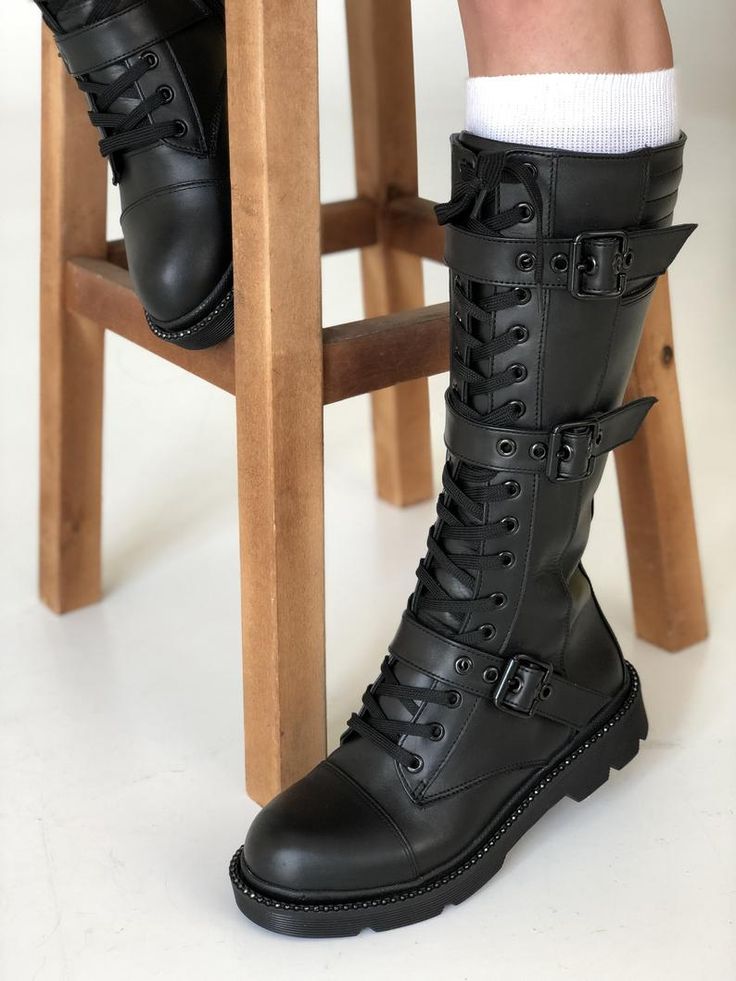 Leather black boots Combat boots womens Gothic military steampunk boots Knee high boots - Knee High Combat Boots, Leather Black Boots, Steampunk Boots, Boots Combat, Boots Knee High, Womens Combat Boots, Black Combat Boots, Military Boots, Boots Womens