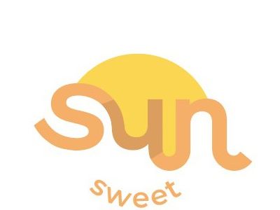 the sun logo is orange and yellow with letters that spell out,'sweet sunshine '