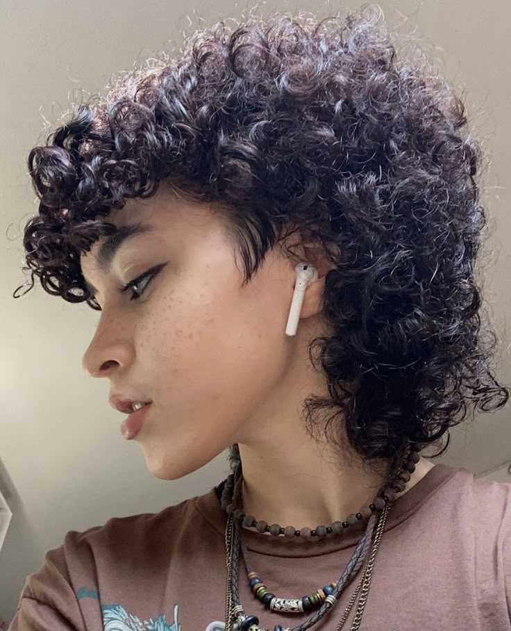 Short Hair Mullet Curly, Naturally Curly Mullet, Natural Curly Hair Mullet Short, Shaggy Mullet For Women Short Curly, Women’s Curly Mullet, Short Curly Mullet Shaved Sides, Short Curly Haircuts Mullet, Short Curly Mullets, How To Style Very Short Curly Hair